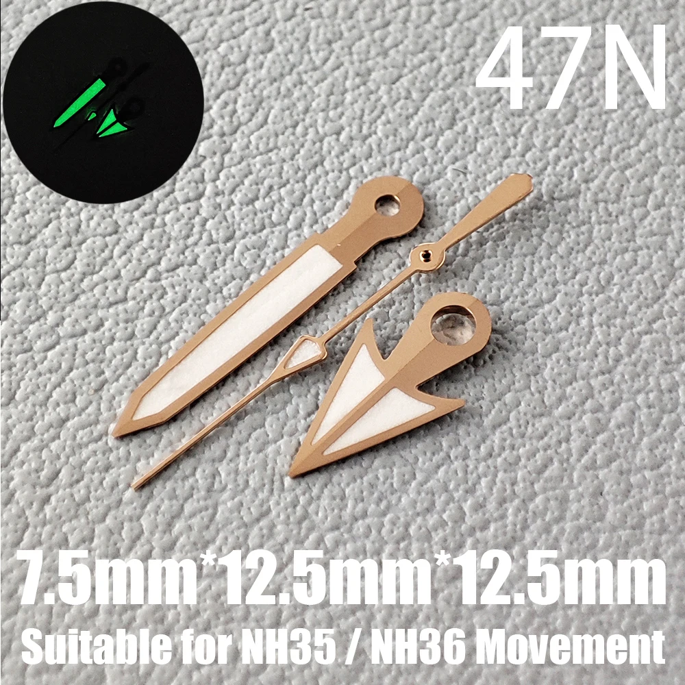 7.5*12.5*12.5mm lancette dell'orologio NH35 lancette NH36 lancette C3 verde luminoso adatto per accessori per orologi con movimento NH35/NH36
