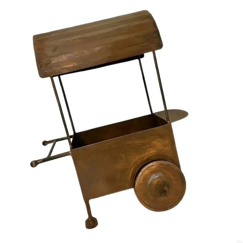 Antique Styles Small Rusty Cart Flower Pot Container Perfect For Patios Yard Decoration J0MC