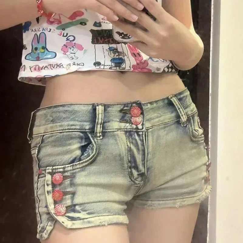 

Girls Summer Hotsweet Shorts Women Fashion Simple Design Do Leisure Denim Sexy Shorts Lady Vintage Low Waist Tender Slim Jeans