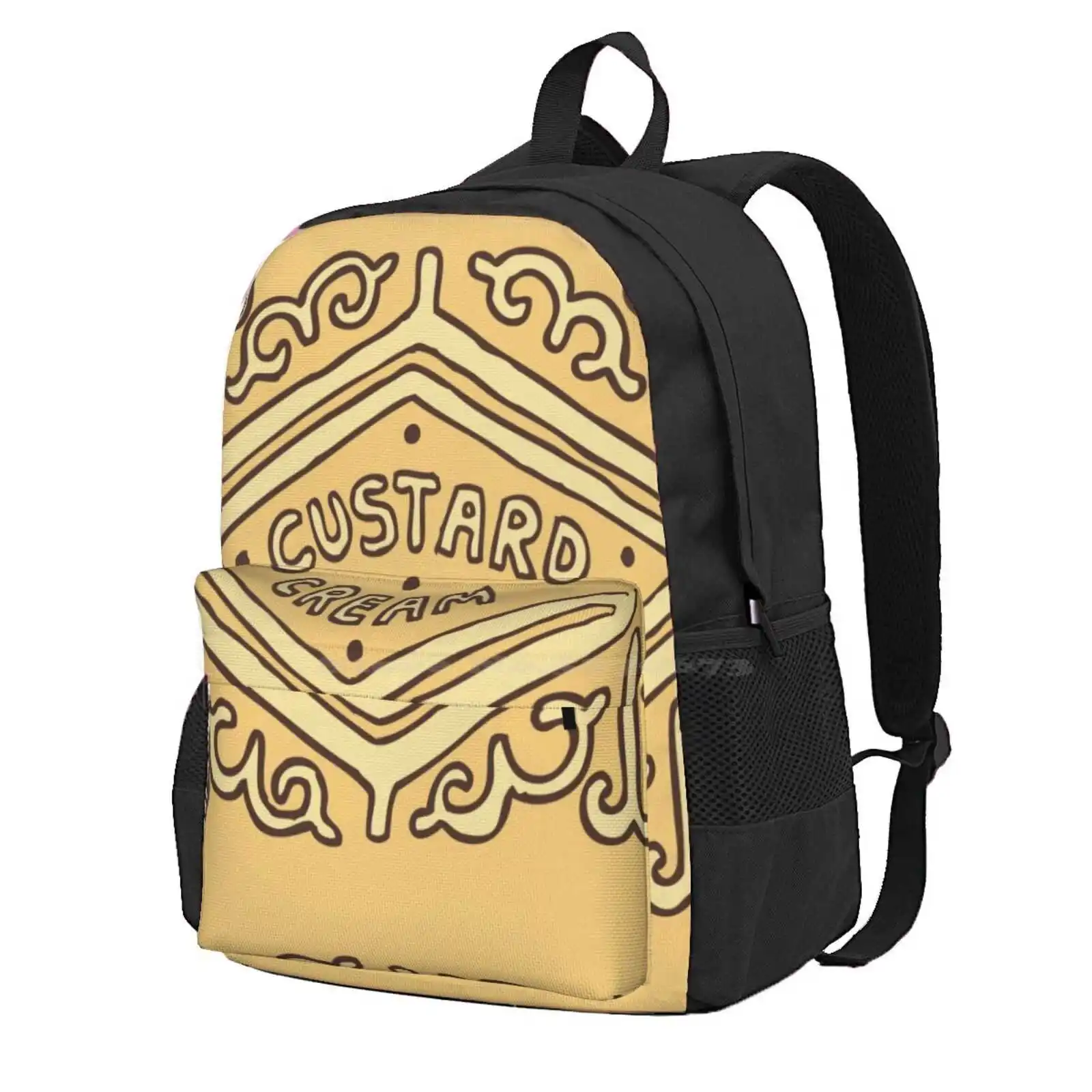 

Custard Cream British Biscuit Hot Sale Schoolbag Backpack Fashion Bags Custard Cream Biscuit Funny Food Snack Evannave Hand