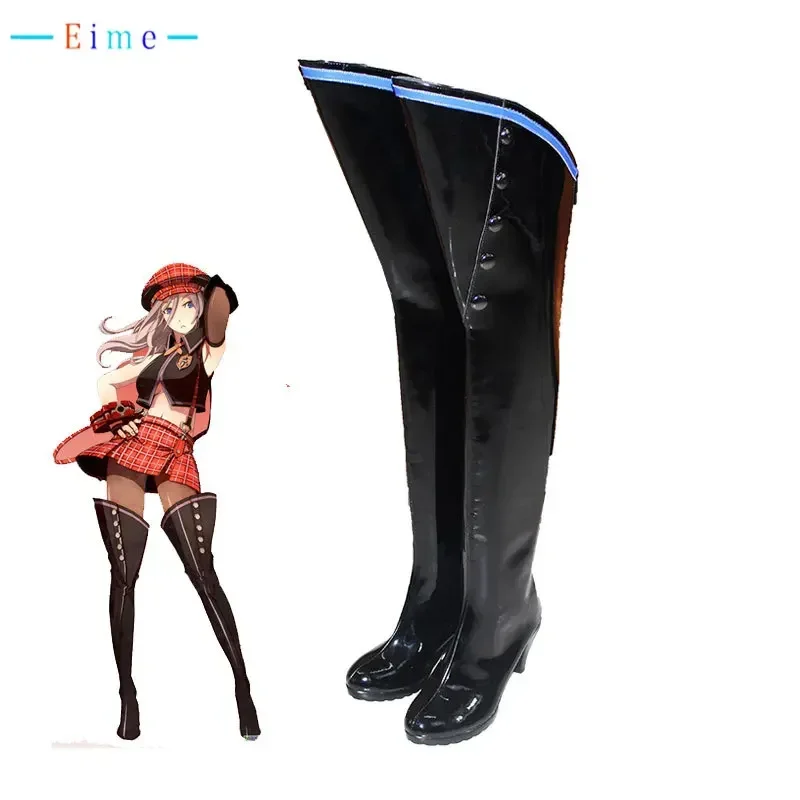 Alisa Ilyinichna Omela Cosplay Shoes Halloween Party Black Over Knees Boots PU Shoes high heels Custom Made