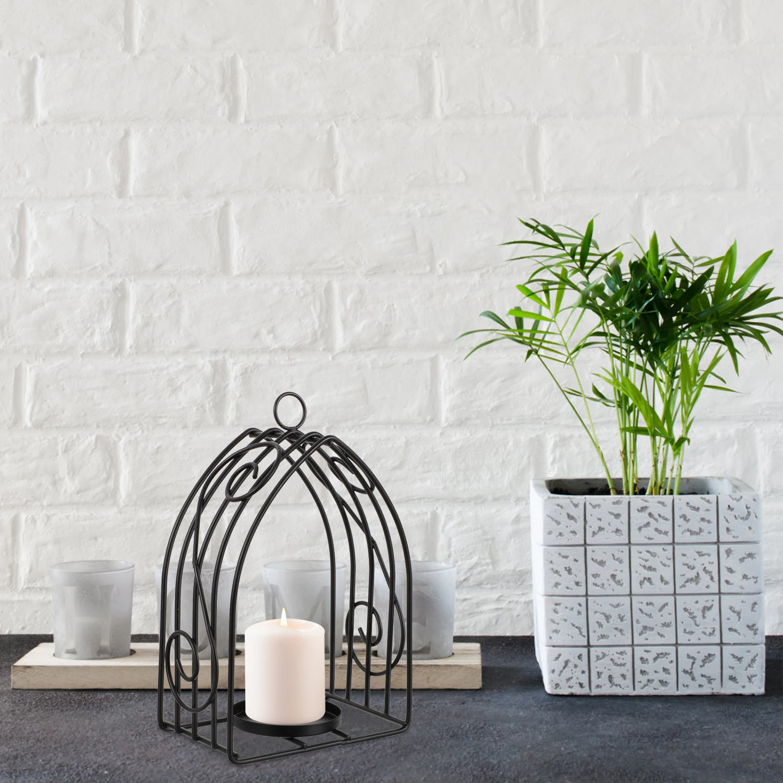 

Vintage Metal Holder Wrought Iron Decorative Candlestick Holders for Tabletop Hanging Home Decor Tea Light Holder