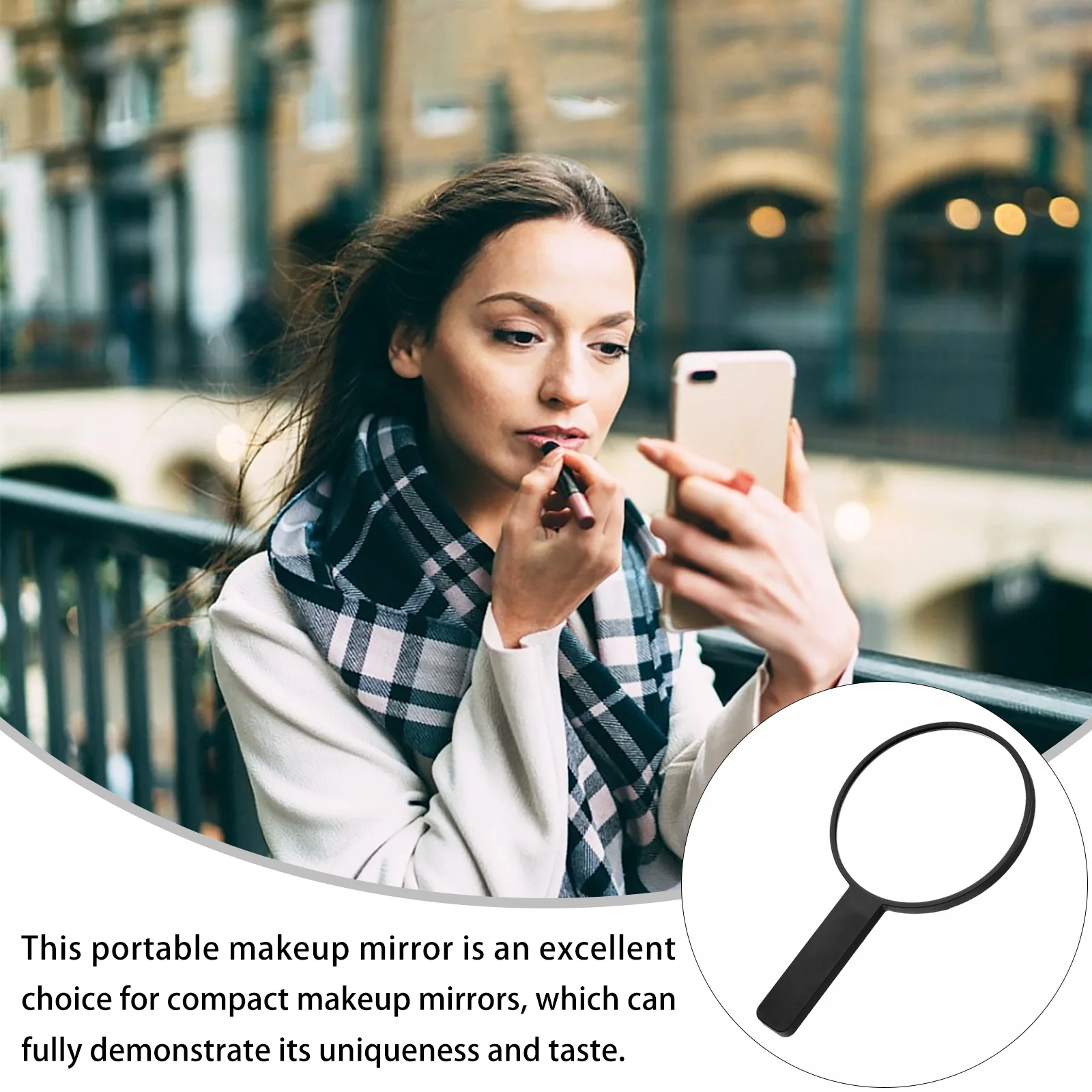 Miroir de maquillage rond Compact, Portable, avec poignée, pour voyage, maison, accessoire de mode pour femmes, cadeau