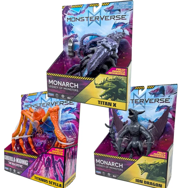 Figura de Ação Godzilla Vs Kong da Playmates, Modelo Ion Dragon TITAN X Scylla, Coleção de Brinquedos, Ornamentos e Presentes