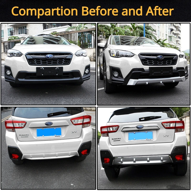 Front and Rear Bumper Protector Guard Trim Cover For Subaru XV 2018-2023 Chromed ABS Plastic