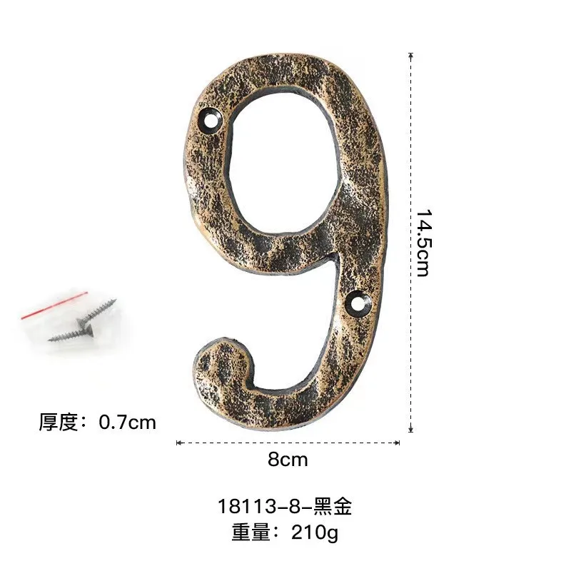 Duże czarne złoto kutego żelaza cyfrowe 12.5/14.5cm Vintage Metal 0-9 numery ozdoby DIY ściana numer domu do dekoracji domu