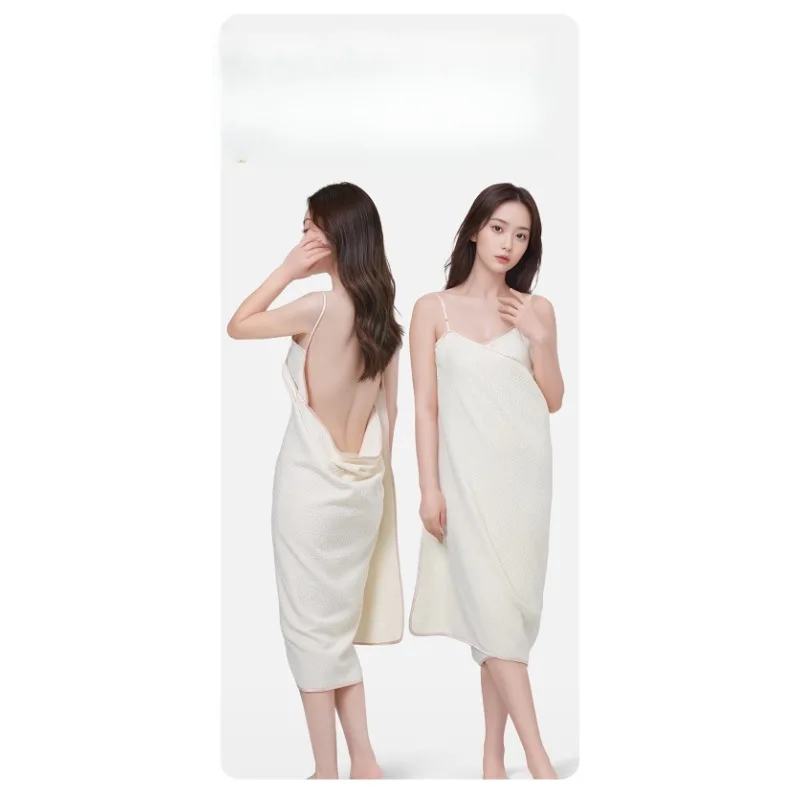 Microfiber Solid Color Beach Towel Suspender Bathrobe Absorbs Water and Dries Quickly Hotel Bathrobe Bath Skirt Towel