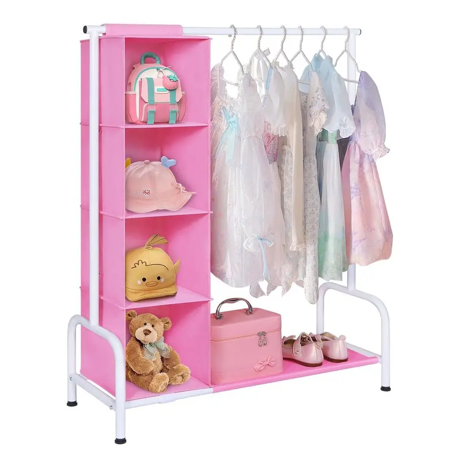 

Kids Clothing Rack with Hanging Organizer, Short Toddler Dress Up Storage Rack for Hanging Clothes, Kids Wardrobe Closet for Bab