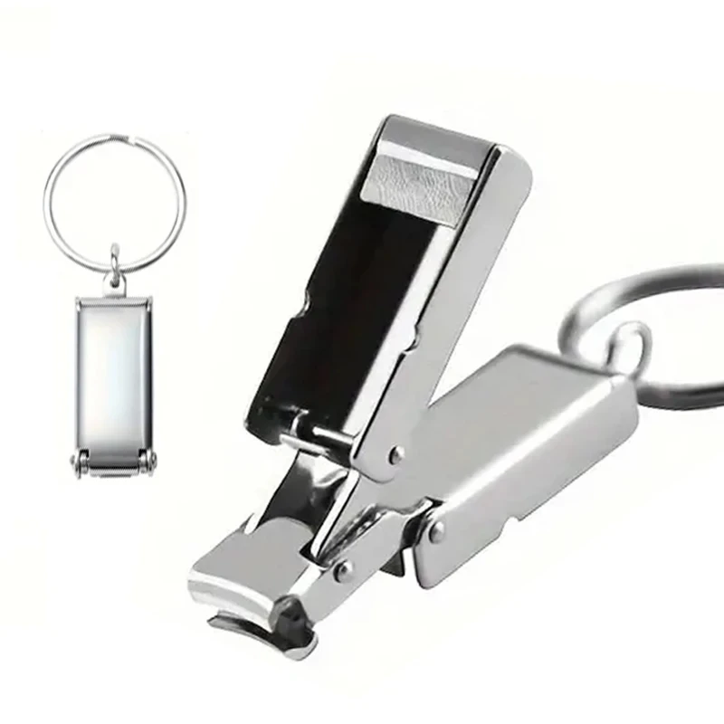 1Pc Mini Folding Nail Clipper Durable Stainless Steel Ultra-Portable Sharp Edge Nail Cutting With Keychain Modern Manicure Tool