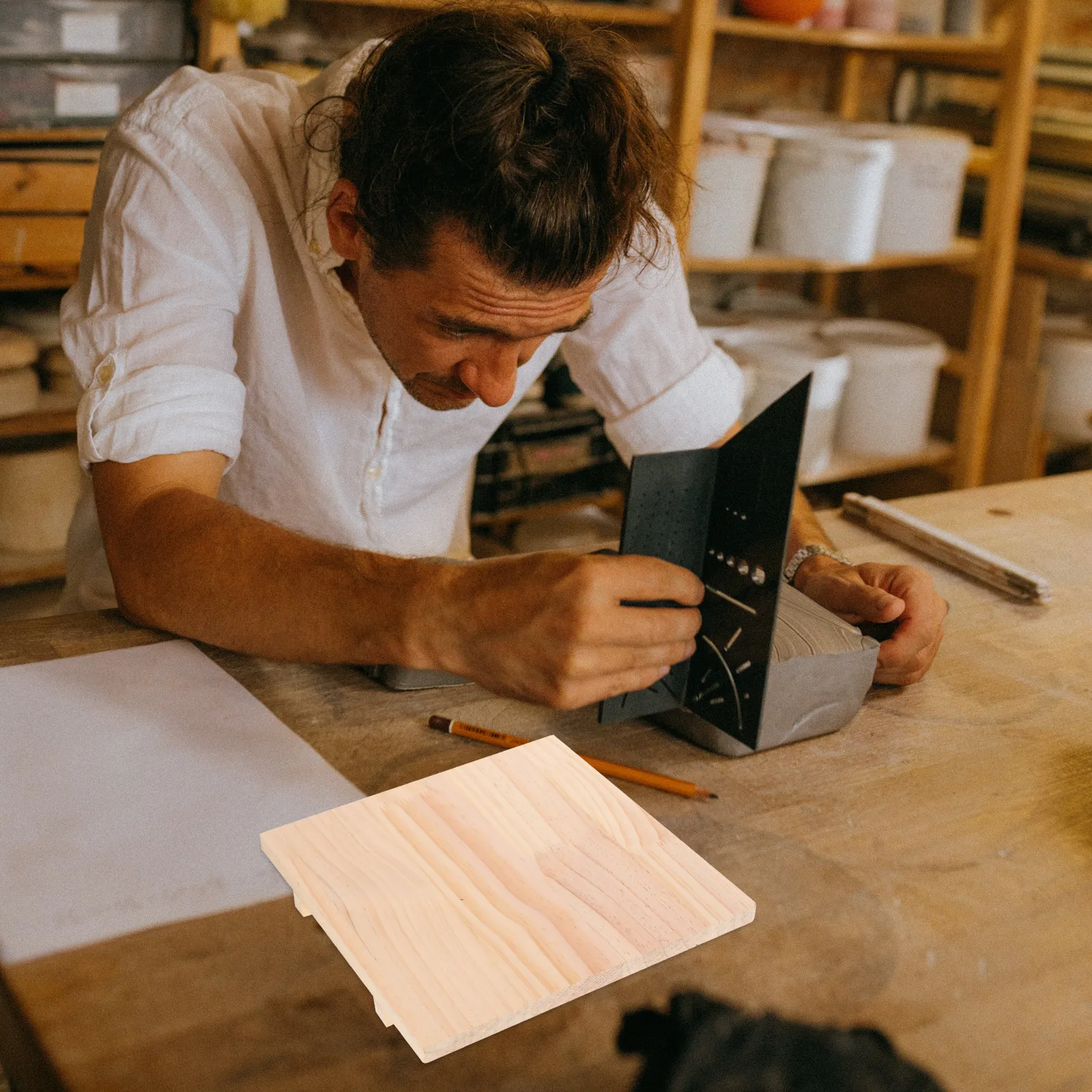 

Доска из массива дерева 24x24 см, толстая, легкая, для глиняной скульптуры, основание для скульптур, подложка для резки, доска из цельного дерева