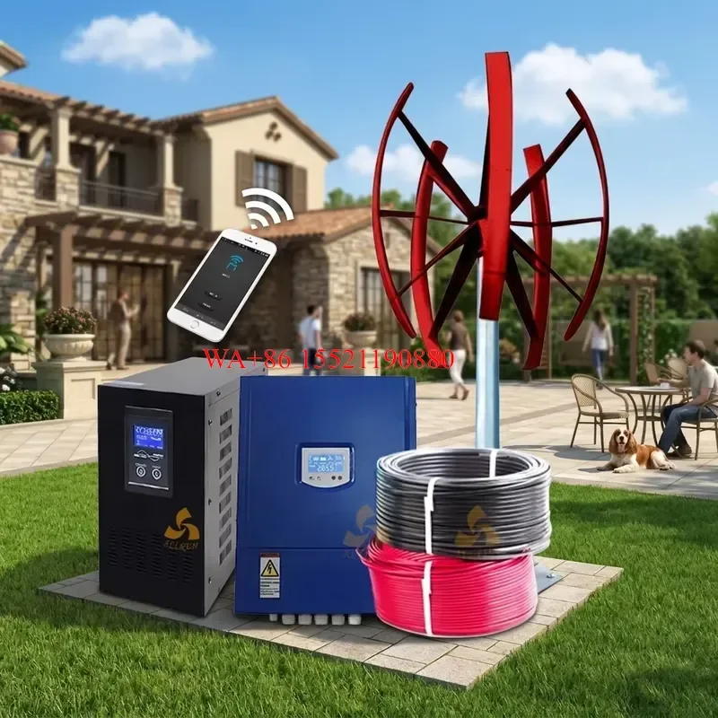 WMWMNU CE New Wind Vertical Generator 5KW 10KW Free Standing Tower On Grid Off Grid Hybrid Vertical Wind Turbine System for