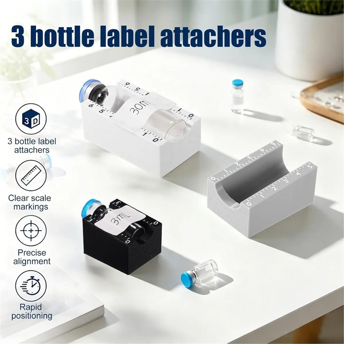 【CYBER MONDAY】3pcs Vial Label Applicators, Small Bottle Label Applicators Compatible for Lab Clinic DIY Organizing