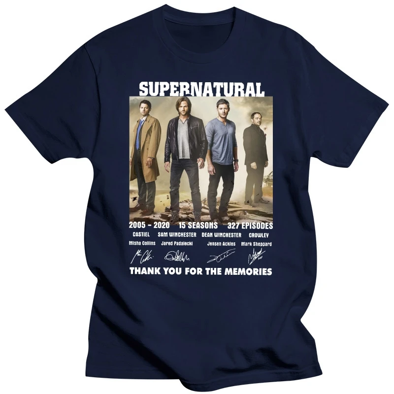 Supernatural T-shirt Cast Signed 15 Seasons 327 Episodes Tee Shirt Size S-5XL