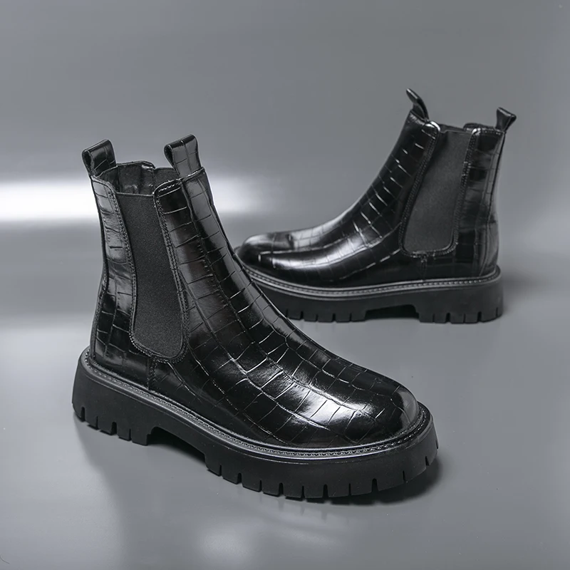 

Men Boots Classic Chelsea Boots Black-brown Men Thick-soled Durable High-top Fashion Brand Boots Outdoor Work Boots Sizes 38-46