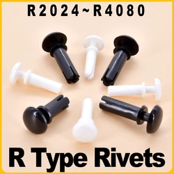 R2024-R4080 White Black R Type Rivets Nylon Type Expansion for PC Board Fastener Push-type Rivet Standoff Buckle Clip 50-200pcs