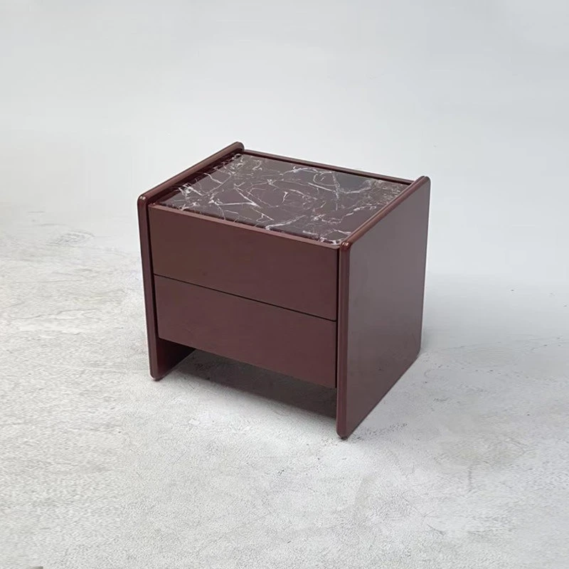 Italian minimalist bedside table natural luxury stone designer model house high-end storage bedroom bedside