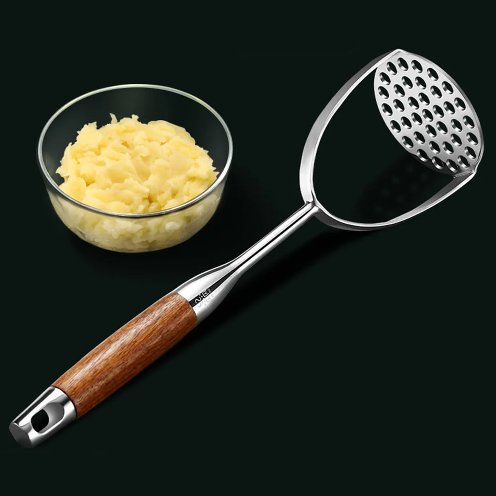 Schiacciapatate Manico ergonomico Pressa per uso domestico Gadget da cucina Strumento per pressare carote Accessori in legno Utensile in acciaio inossidabile