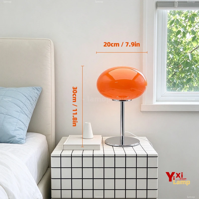Xiaohongshu Vintage Glass Table Lamp Bedside Lamp for Bedroom Ins-Style Girly Decor Studio Popular Apple Lamp