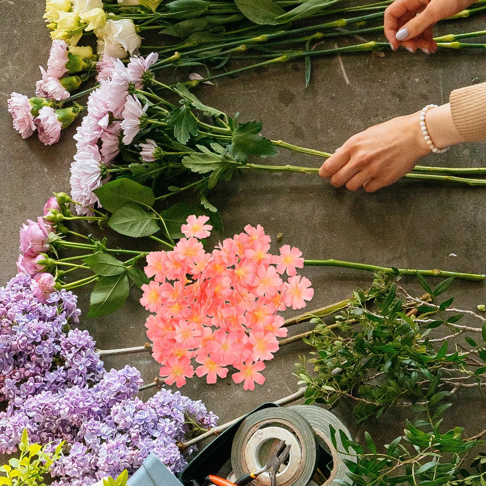 100 قطعة زهر البرقوق الاصطناعي زهرة رؤساء زهرة وهمية زخرفة للمنزل الزفاف الحرفية Diy بها بنفسك الزهور الزخرفية