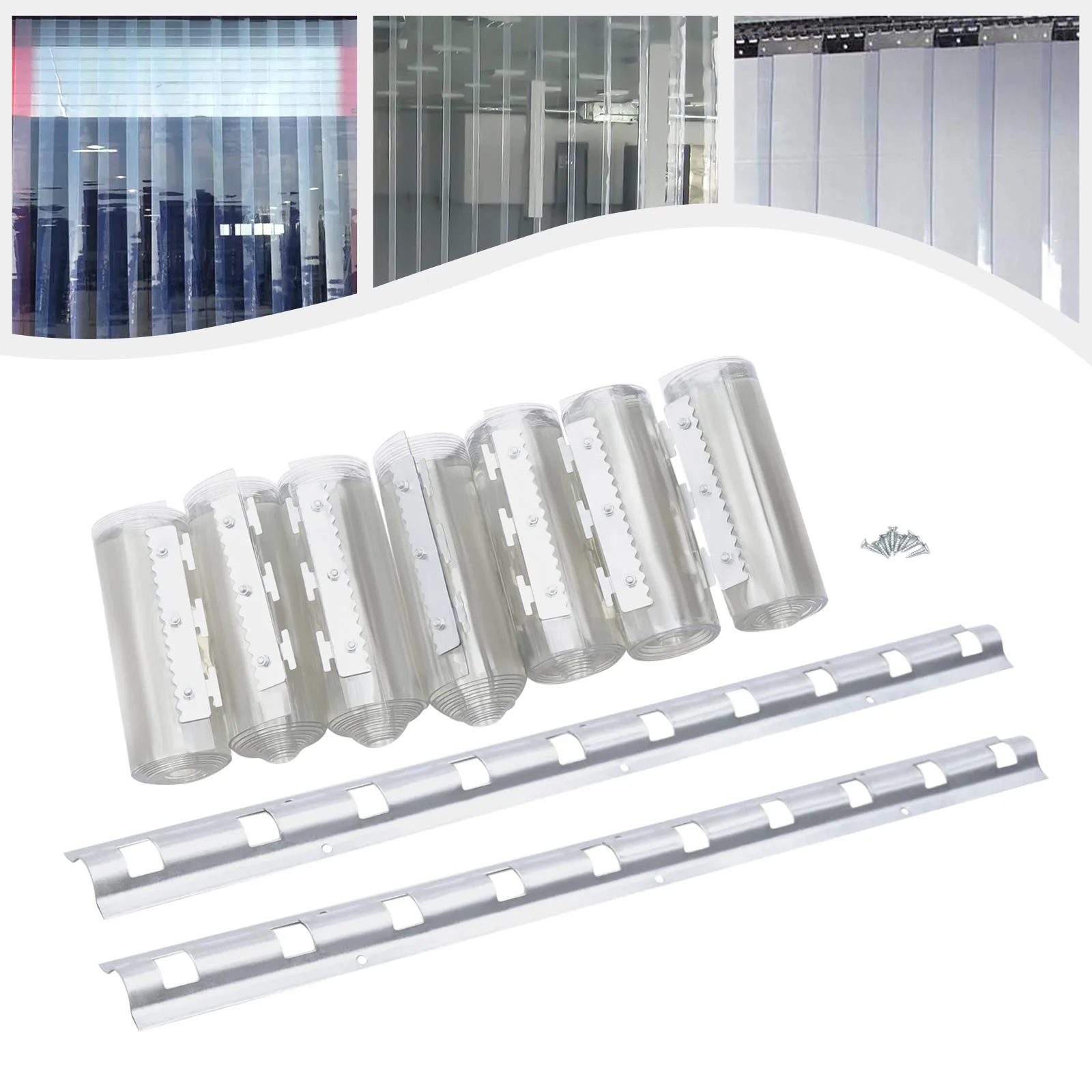 7 قطعة بولي كلوريد الفينيل قطاع الستائر 200x105 سنتيمتر شفافة لينة شرائط الباب شاشة 2 مللي متر سميكة يندبروف مقاوم للماء الاستاتيكيه طقم ستائر الباب