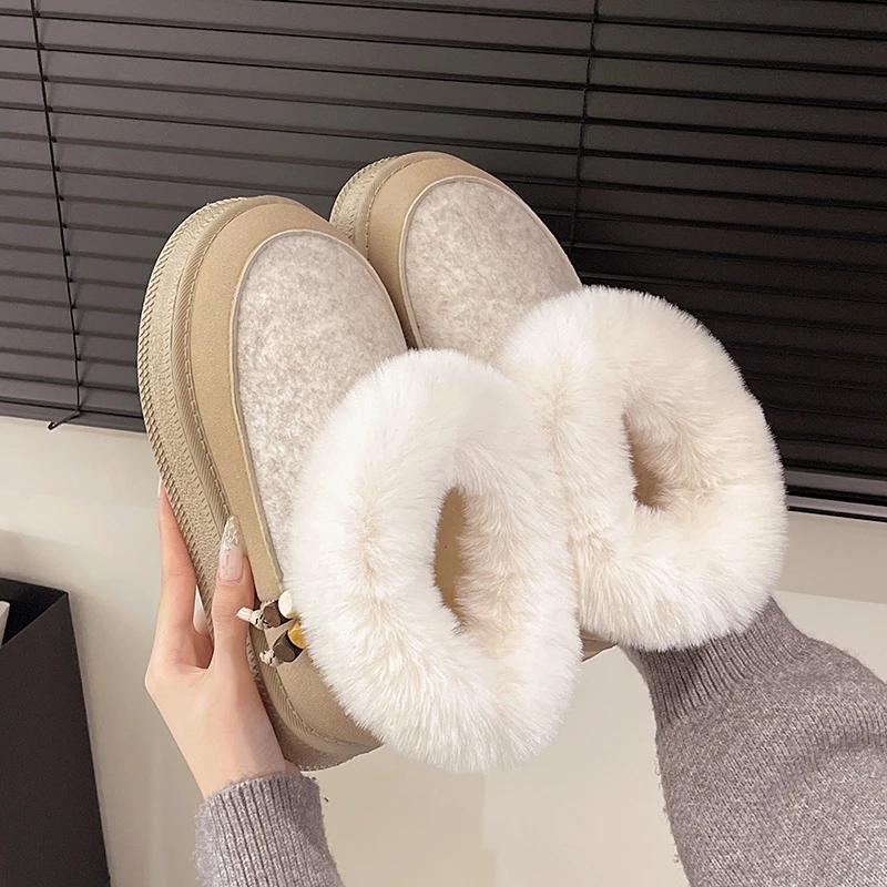 

Women Fur Snow Boots Flats Platform Women Shoes Plush Warm Chelsea Sport Running Walking Boots Casual Thick Suede Botas Mujer