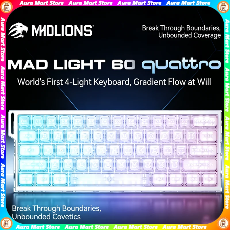 FGG MADLIONS Mad Light60 Quattro Wired Magnetic Switch Gaming Mechanical Keyboard 8k 0.01mmRT Aluminum Valorant Gamer Keyboards