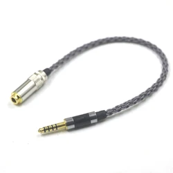 8 Core 4.4mm Male to 4.4mm Female Balanced Connector TRS Audio Adapter Cable 4.4mm to 4.4mm Silver Plated