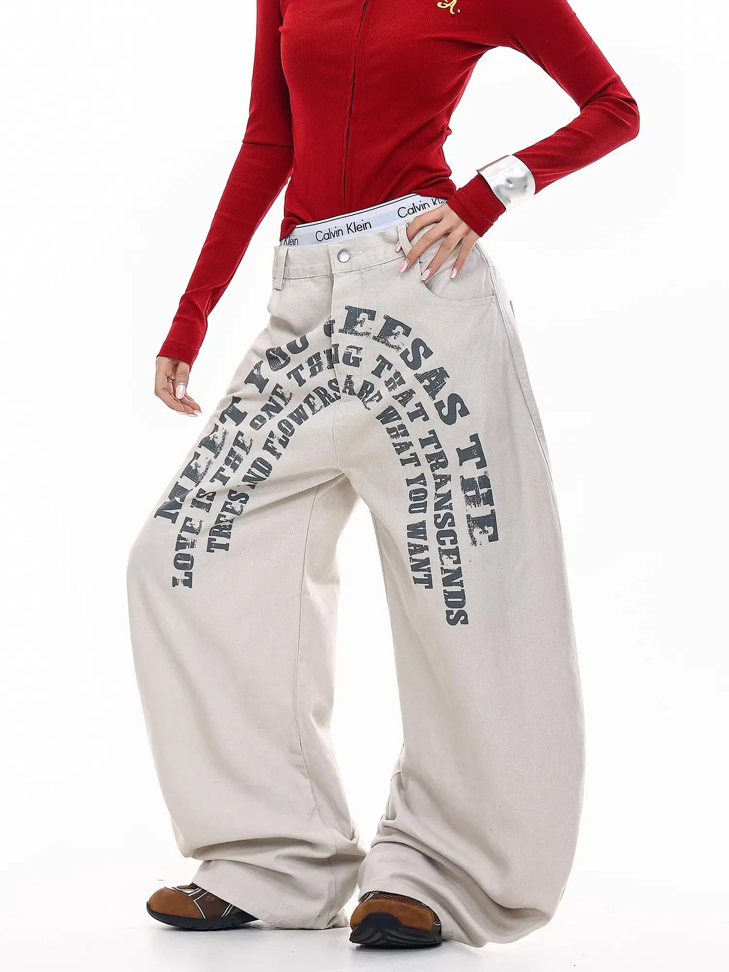 khaki Jeans Women Y2K Baggy Woman Vintage High Waisted Jeans Straight Streetwear Casual Loose Big Size Wide Leg Denim Pants