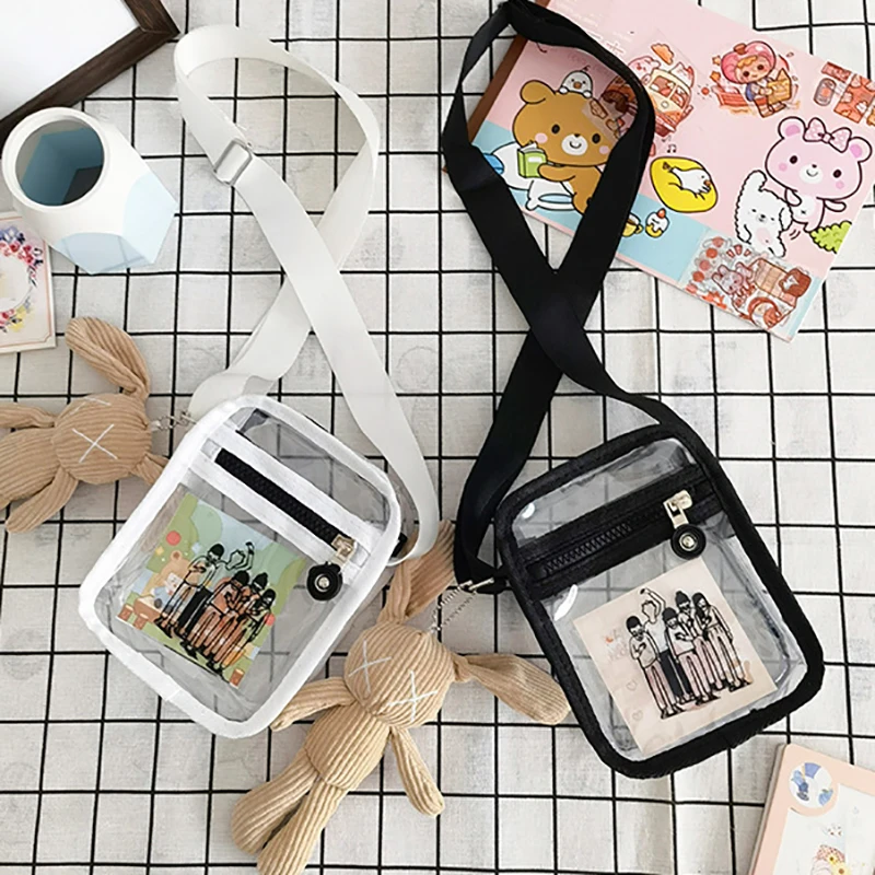 Trendy cool transparent small bag summer new fashion crossbody bag female casual student bag Korean version couple shoulder bag