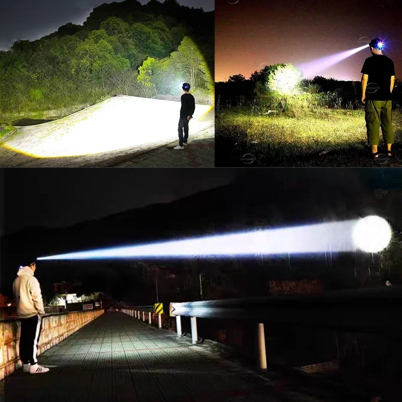 Ultra Powerful LED Headlamp 999000000LM Super Bright Rechargeable Led Head Flashlight Long Range Fishing Hunting Head Lantern