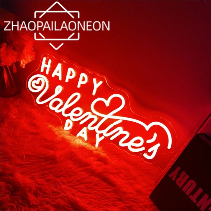 Happy Valentine's Day Neon Led Sign Neon Light Wall Decoration Gifts Bedroom Wedding Decoration Room Decor Couple Gifts LED Lamp