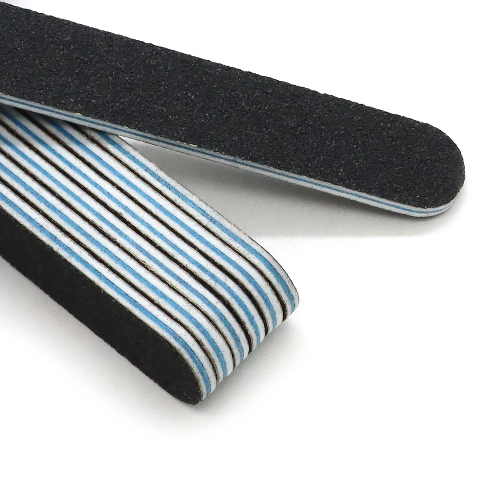 8/25/50 قطعة ورق الصنفرة الأسود ملف الأظافر 100/180 مزدوج الوجهين الرملي كتلة مانيكير باديكير الرعاية أداة الأزرق PP مجلس مسمار الفن الملفات