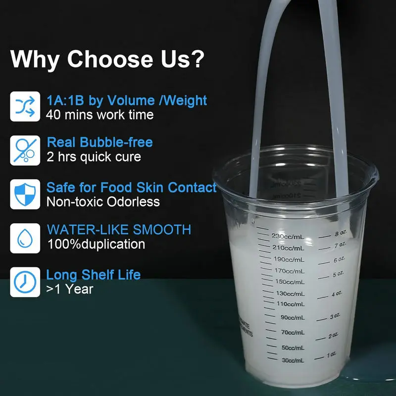 Silicone Mold Making Kit Fast Cure Silicone Rubber Elastic Liquid Silica Gel for Casting Resin molds and Candle & Soap Mold