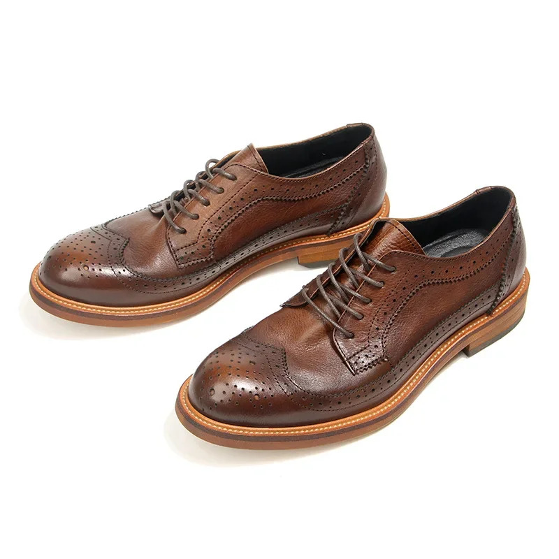 

Genuine Leather Men's Dress Oxford Shoes Brand Designer Men Business Formal Brogue Shoes Vintage Man Moccasins Chaussure Homme