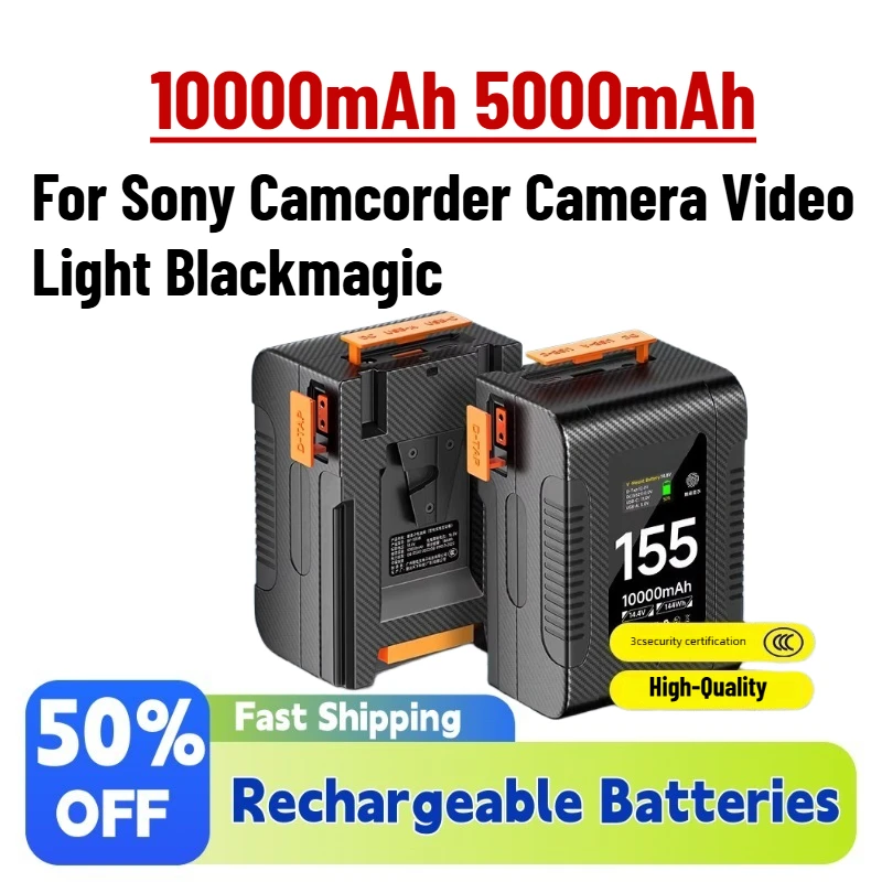 In Stock 10Ah BP-155 V Mount V Lock BP Portable Battery with Fast Charge Cable for Sony Camcorder Camera Video Light Blackmagic