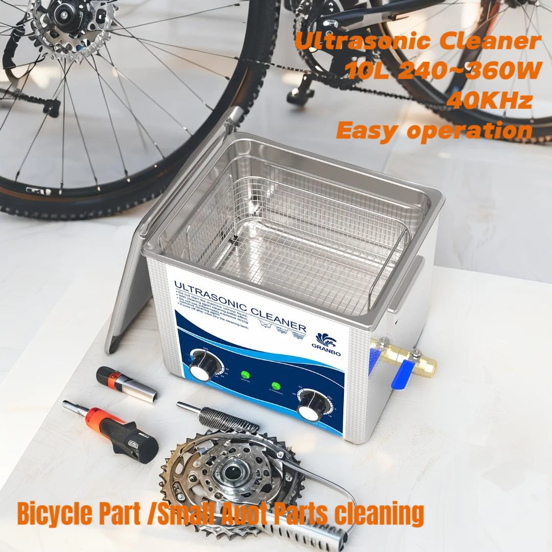 Ultrasonic Cleaning Machine 10L 240W/360W Ultrasonic Cleaner 40KHz Heater Timer 3D model Dental Lab Instruments Bycycle Chain