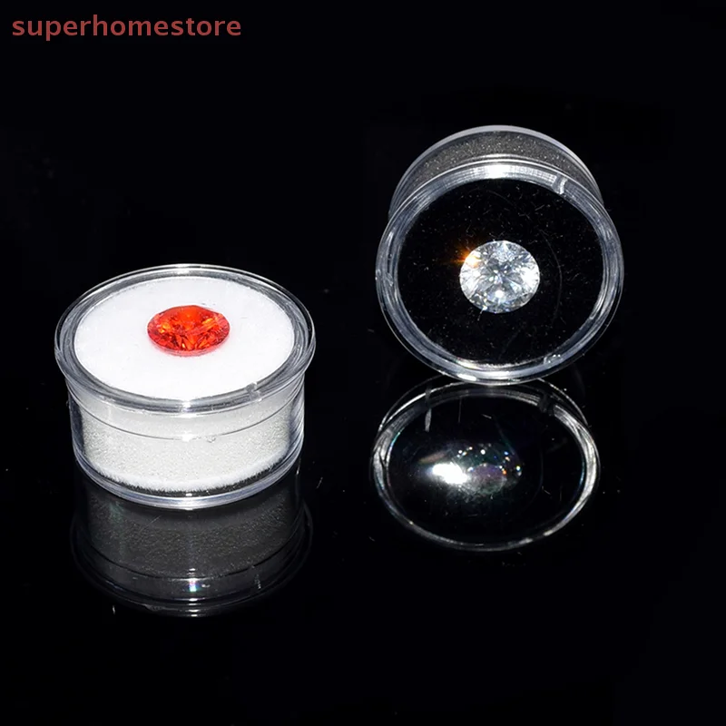10pcs Clear Round Rhinestone Box Plastic Beads Jewelry Case Storage Box Gem Packaging Organizer