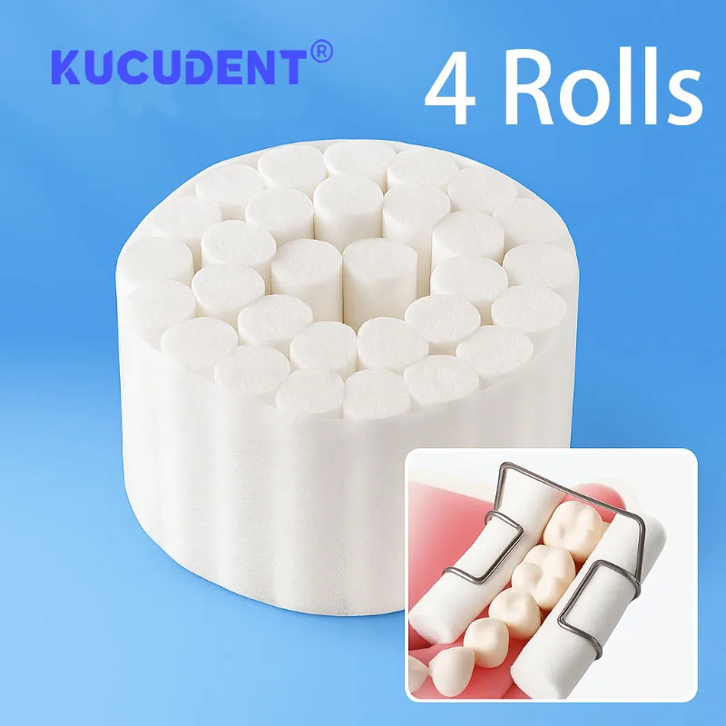 

200Pcs Dental Cotton Rolls High Absorbent Non-Sterile Tooth Gems for Cleaning Whitening 4 Rolls Dentist Consumables for Tooth