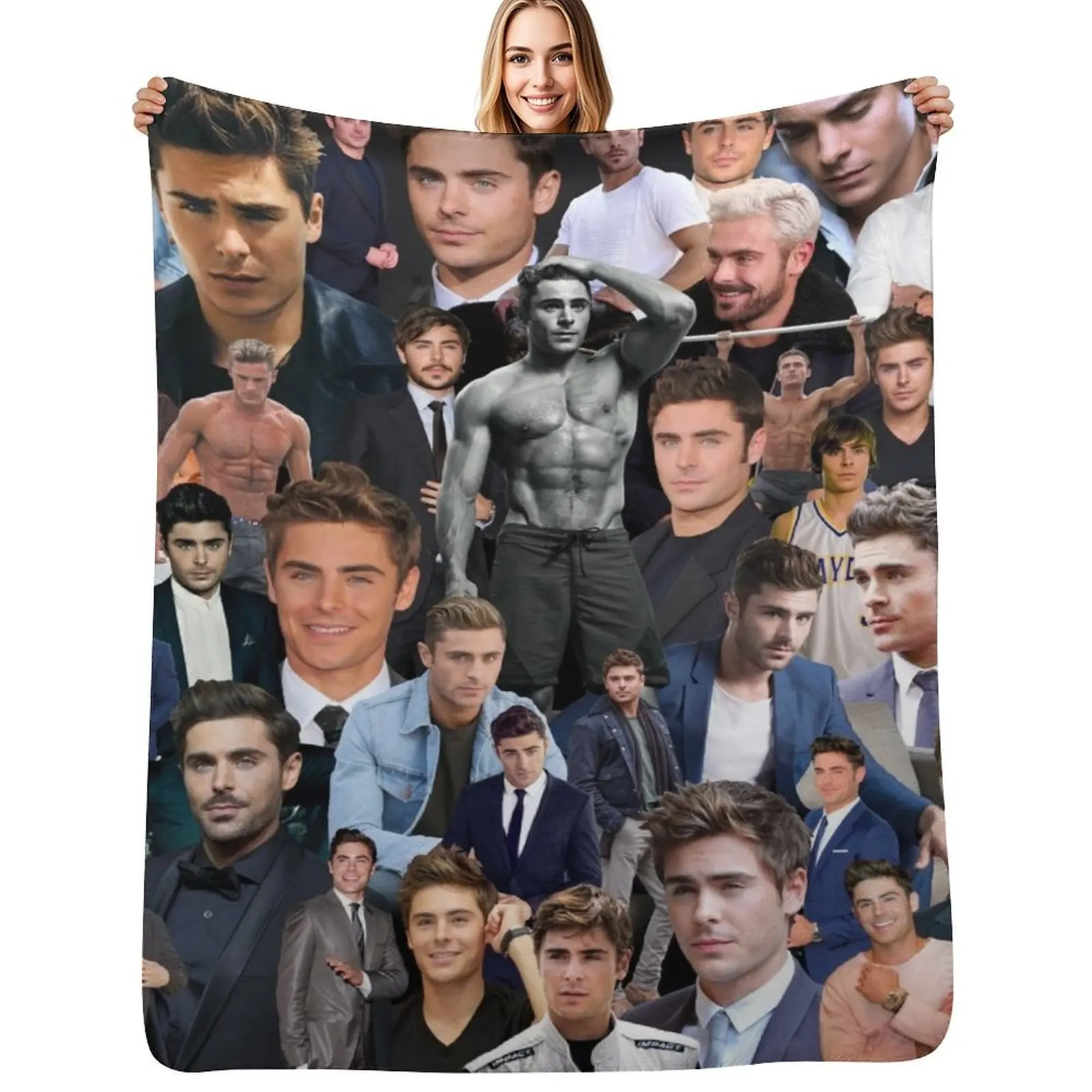 

Zac Efron Throw Blanket Soft Plaid Stuffeds Soft Big Soft Plush Plaid Blankets