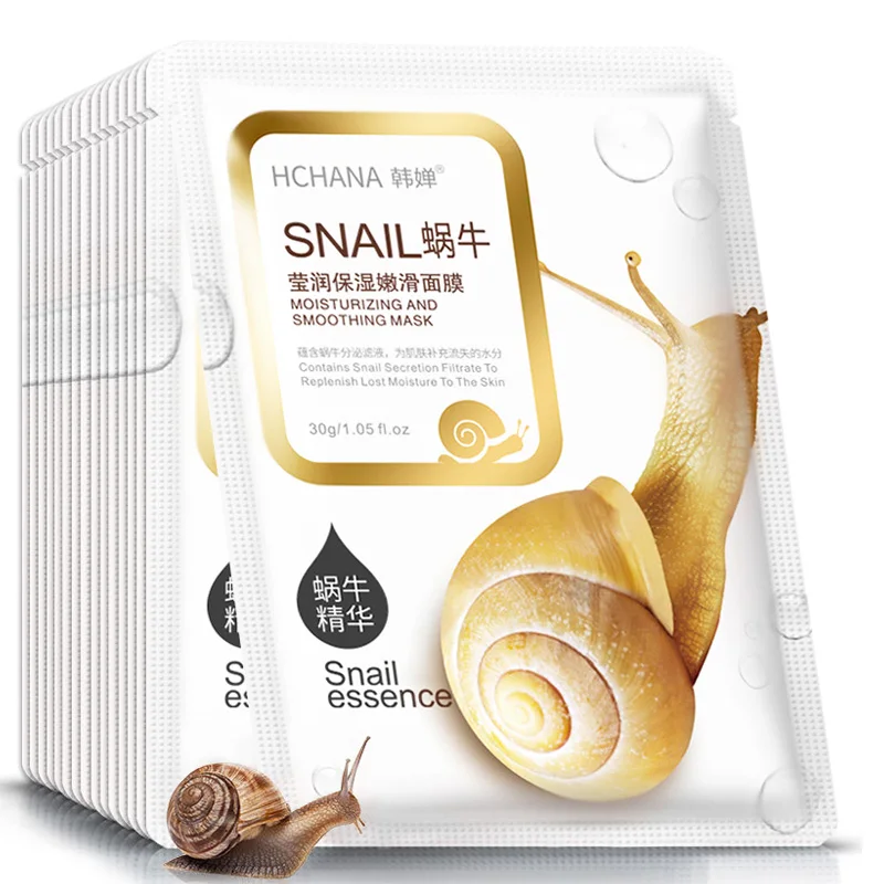 10pcs Snail Moisturizing Face Mask Replenishment Oil Control Firming Tender Sheet Masks Facial Mask Skin Care Korean Cosmetics