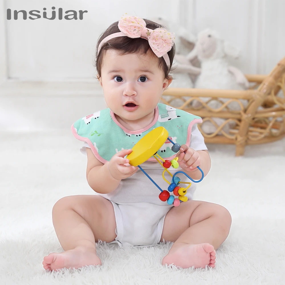 Insular 2pcs Baby Bibs 360 Degree Rotation Muslin Baby Kids Bandana Burp Cloth Soft Newborn Infant Saliva Towel Baby Stuff