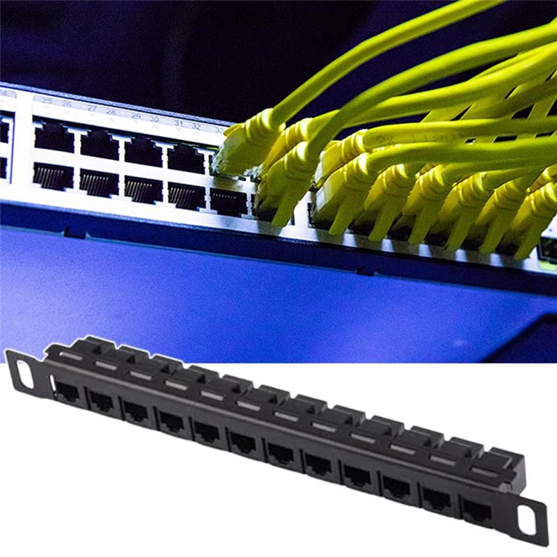 【Schlankes Design】Cat5e/Cat6-Kabel-Patchpanel, 12-Port-Netzwerk-Kabel-Organizer-Rack, ungeschirmt für Kabelmanagement