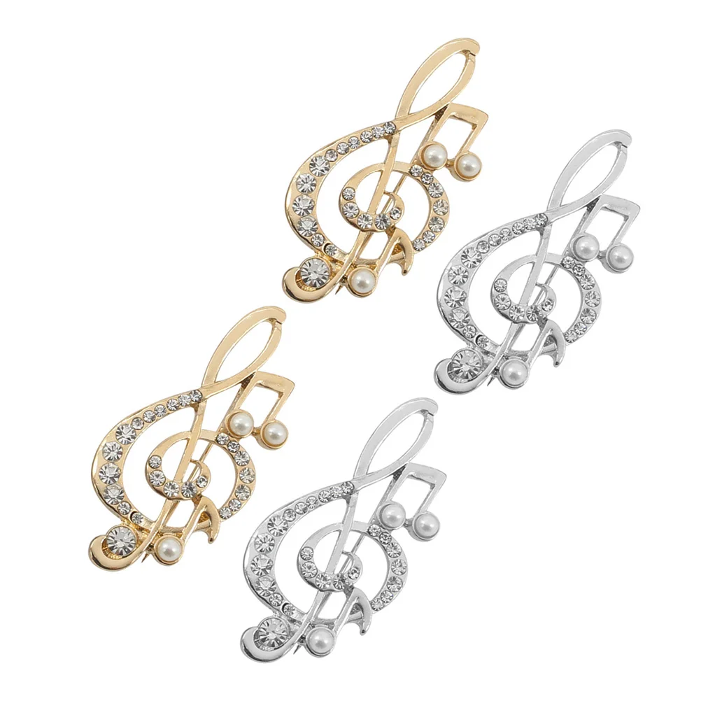 

4pcs Rhinestone Music Note Brooch Pin Musical Symbol Brooches Elegant Alloy Lapel Pins For Women Wedding Concert Scarf