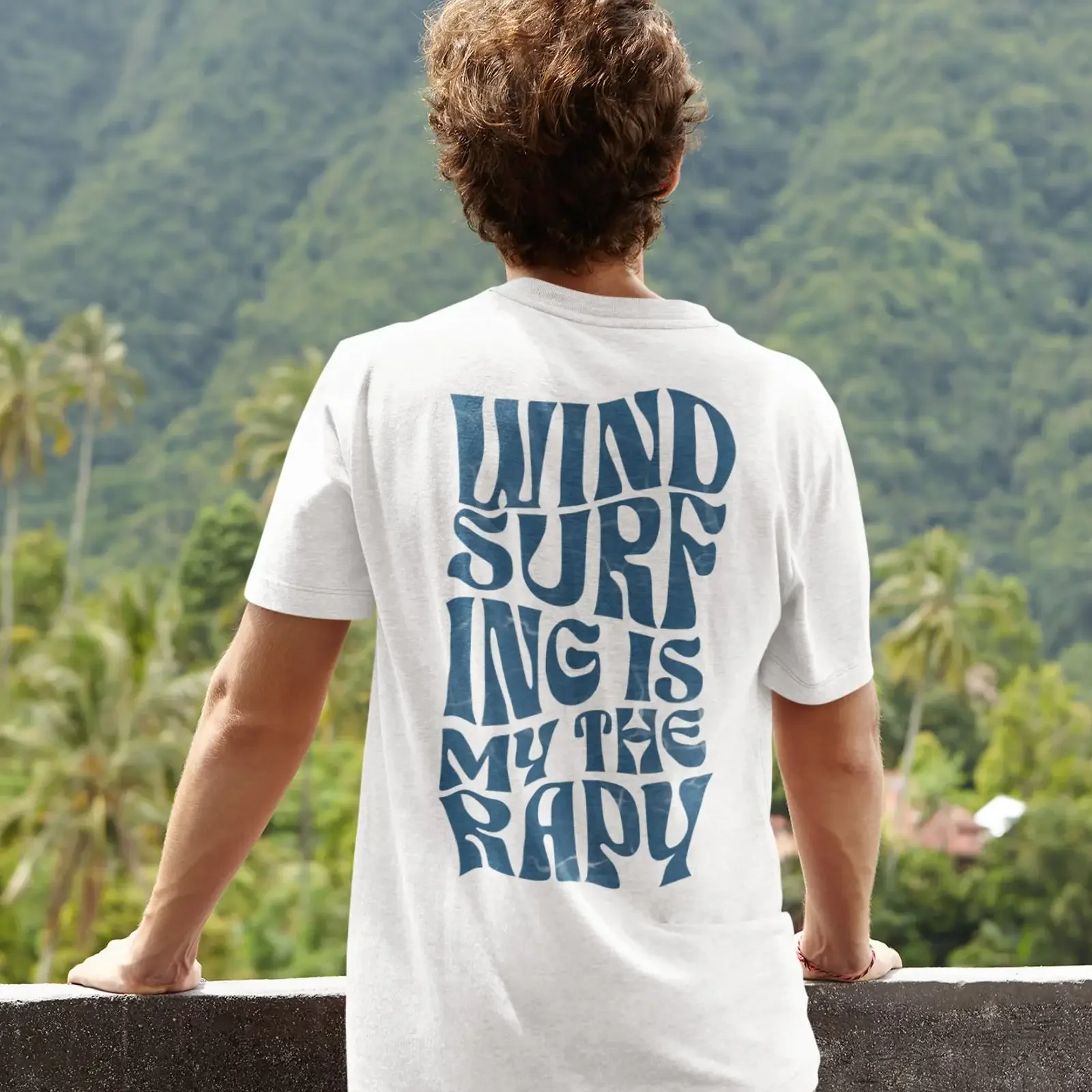 Windsurfing Is My Therapy Retro Quote T Shirt Casual  For Watersports Lovers Windsurfer Apparel vintage Washed streetwear
