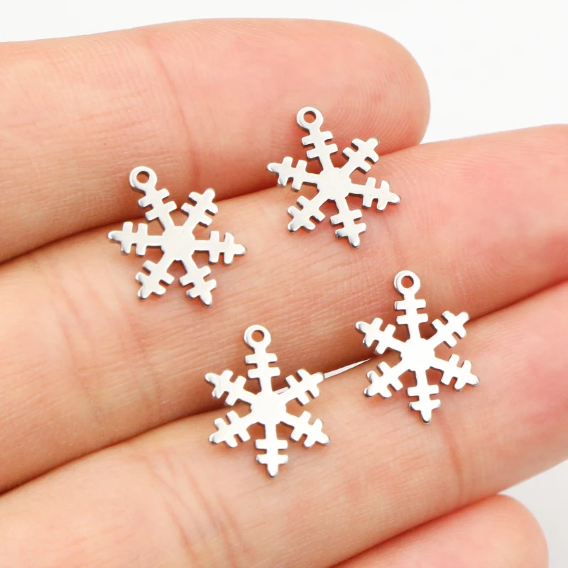 30pcs 11x13mm No Fade Charms 316 Stainless Steel Snowflake Snow Bracelet Necklace Pendant Charms DIY Jewelry Making Findings