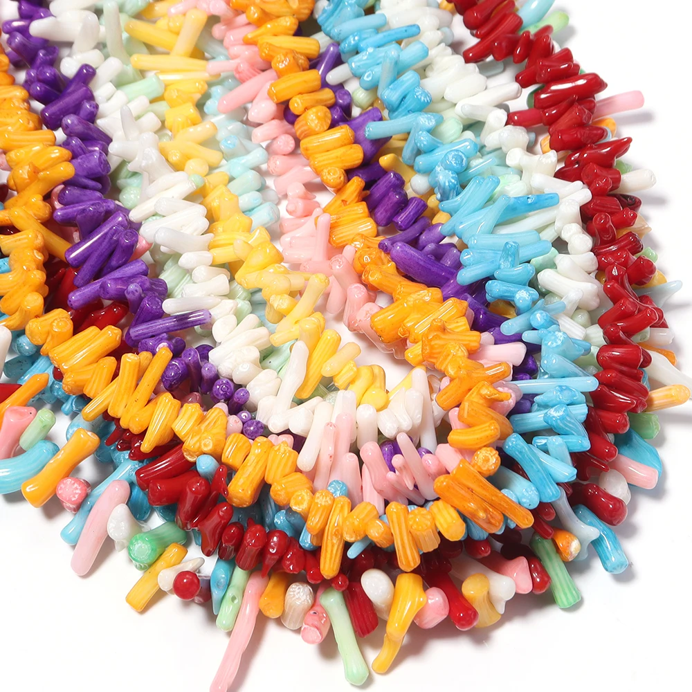 1 Strang bunte, unregelmäßige Naturstein-Korallenperlen, lose Abstandsperlen für die Schmuckherstellung, DIY-Armband, Halskette, Zubehör – Detail 5
