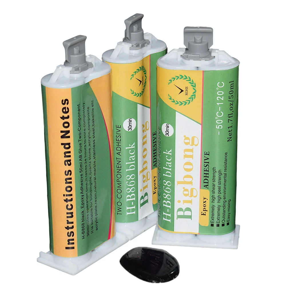 

3шт 50мл 1:1 эпоксидная смола AB клей высокая температура -50 ℃ -120 ℃ Черные клеи Бонд Металл Пластик Дерево Керамика Камень Мармур Сталь