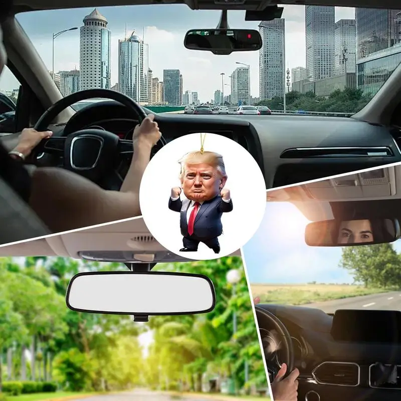 1 قطعة مستوحاة من Trumpp الاكريليك عيد الميلاد ديكور معلقة زخرفة لشجرة عيد الميلاد والسيارة هدية عيد مثالية مضحك الكرتون قلادة