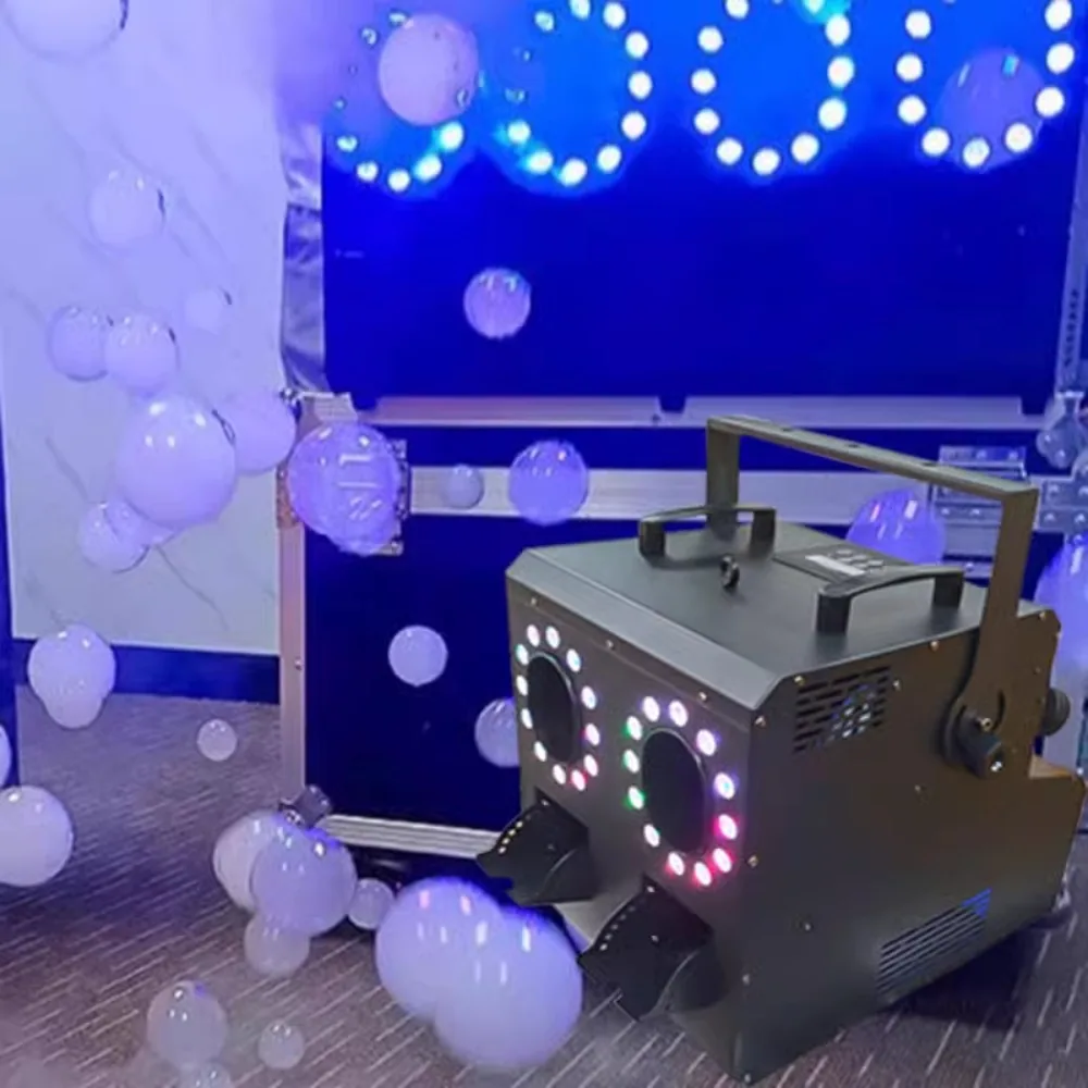 Double wheel smoke bubble machine smoke stage wedding atmosphere blowing  performance LED four-wheel smoke bubble machine