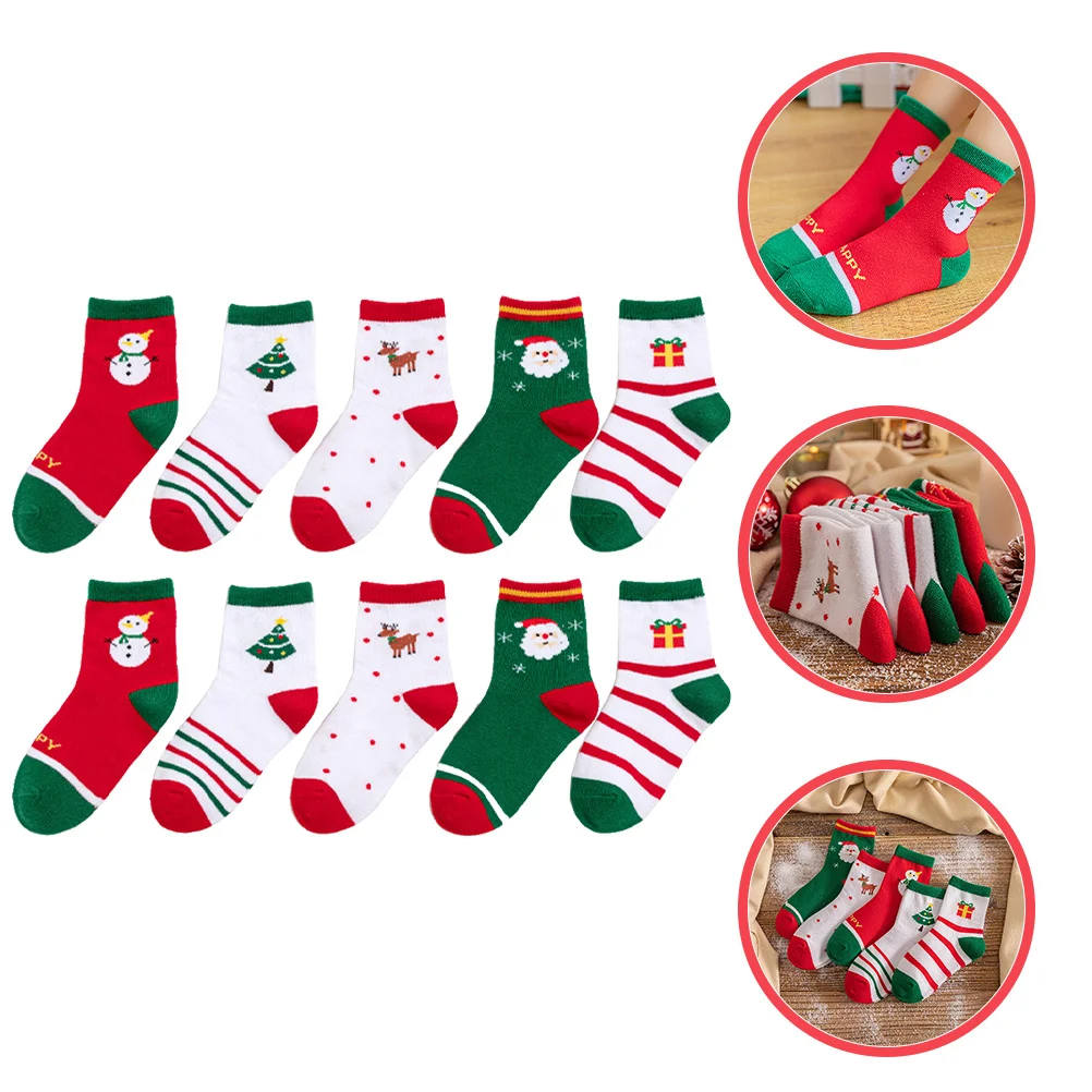 

5 Pairs Funny Kids Socks Girls Ankle Holiday for Christmas Stockings Warm Cute Cotton